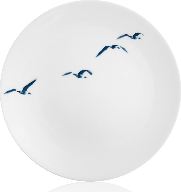 10603382 Dibbern Тарелка закусочная Dibbern "Синие птицы" 21см Фарфор костяной 