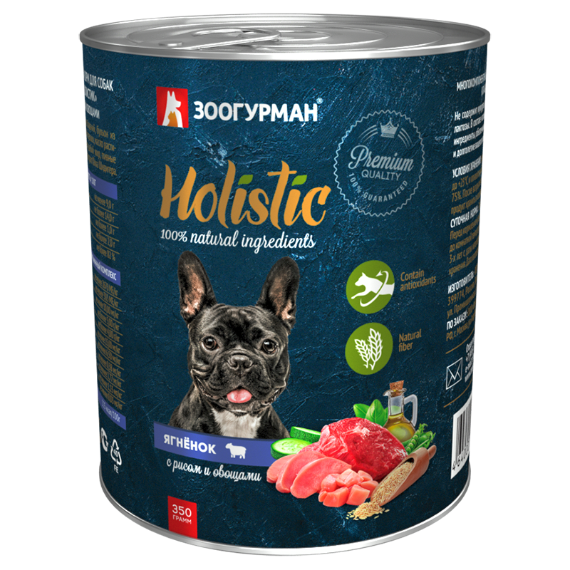 ПР0049759 Корм для собак Ягнёнок с рисом и овощами ж/б 350г ЗООГУРМАН 