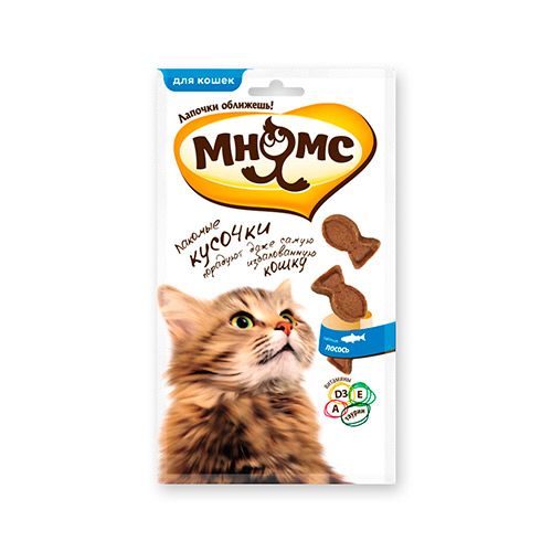 ПР0025831 Лакомство для кошек Pro Pet лакомые кусочки в форме рыбок со вкусом лосося 35г МНЯМС 