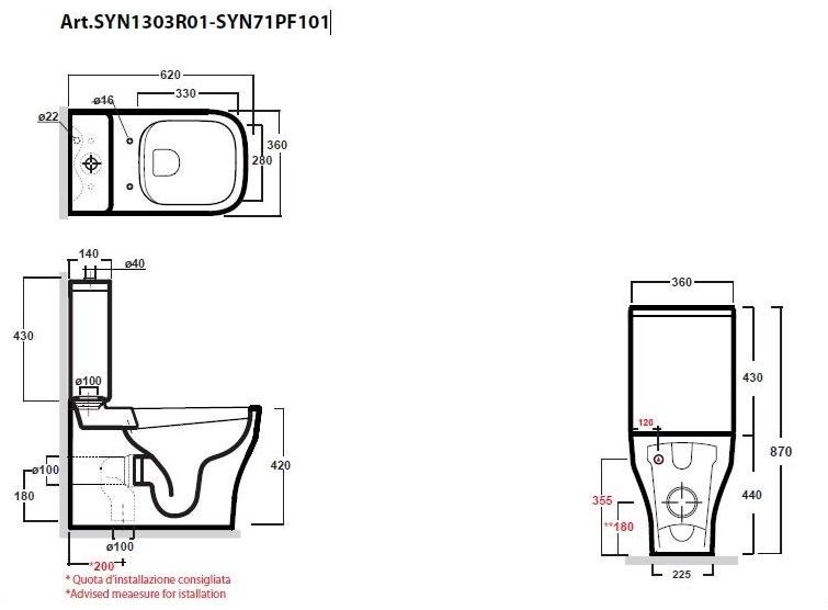 Syn1303r01 Компакт унитаз с бачком Белый Olympia Ceramica Synthesis eco Италия - Вид №2