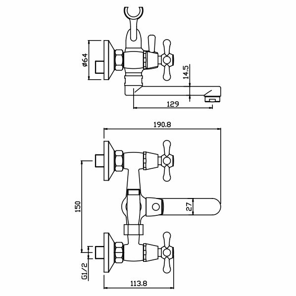 222 DOM  Смеситель универсальный  ARGO kran 222dom - Вид №1