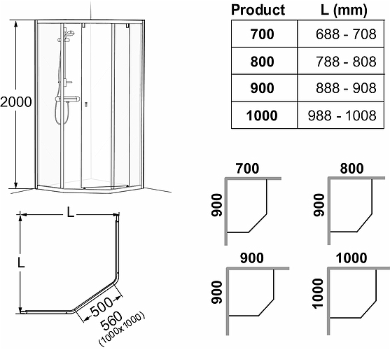 4983016908 Душевая стенка IDO Showerama 8-3 для пятиугольного душа, 900x800 мм  - Вид №3