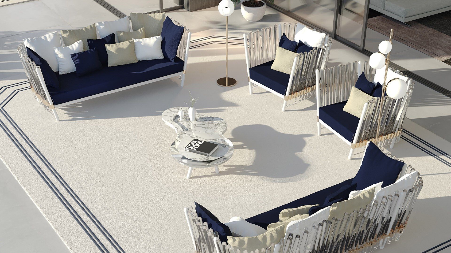 Мраморный низкий садовый столик Myface NESS ARCH-00110594 - Вид №10