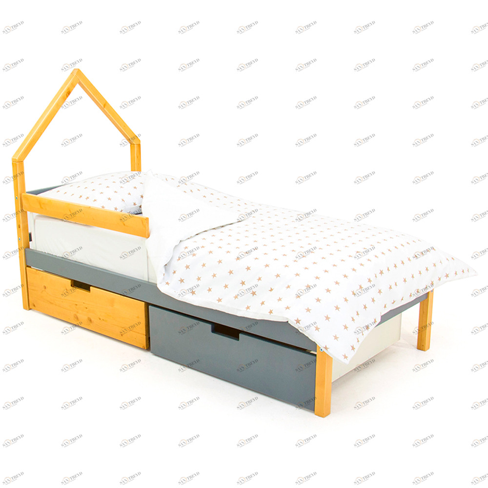 Детская кровать-домик мини Svogen дерево, графит БЕЛЬМАРКО  326843 Желтый;серый Santreyd 