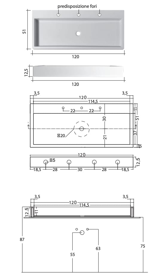 Керамическая прямоугольная раковина Nic ARCH-00032450 - Вид №6