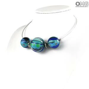 2477 ORIGINALMURANOGLASS Ожерелье Вечнозелёная муррина с венецианскими бусинами - муранское стекло - Original Murano Glass OMG 45 см