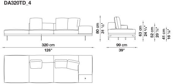 B&B Italia 3-х местный тканевый диван с шезлонгом Dock sun-id-1355318 - Вид №122