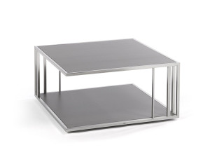 Низкий квадратный журнальный столик с журнальной стойкой