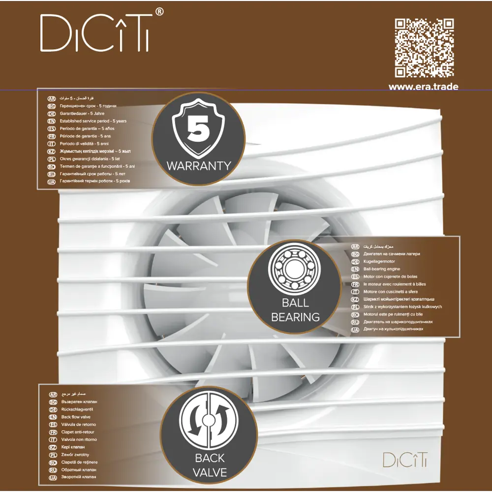 DiCiTi Silent 5C — бесшумный вытяжной вентилятор с обратным клапаном 83212134 STLM-0852120 - Вид №4