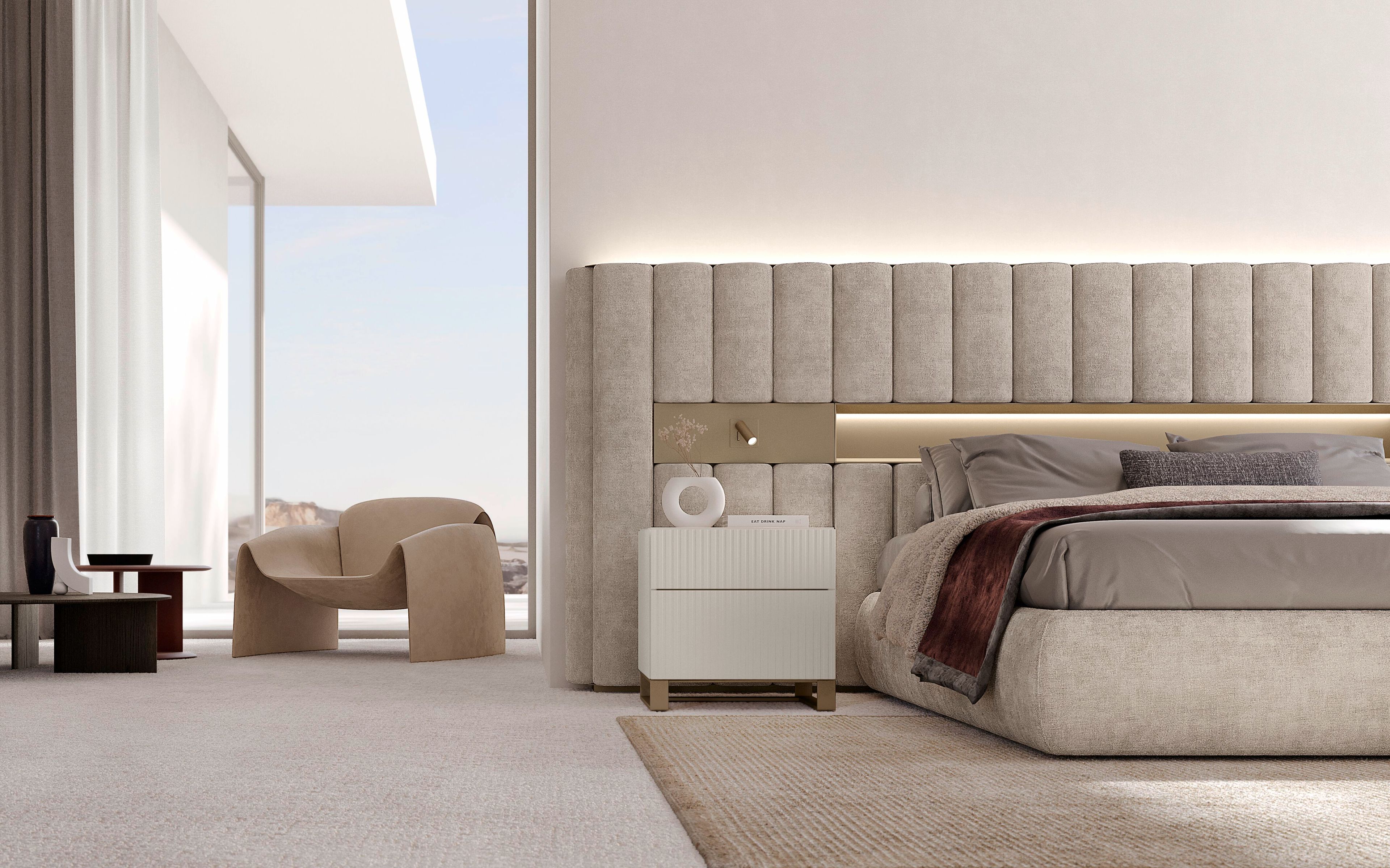 Двуспальная мягкая кровать из ткани Olivieri дресс-код ARCH-00076369 - Вид №2