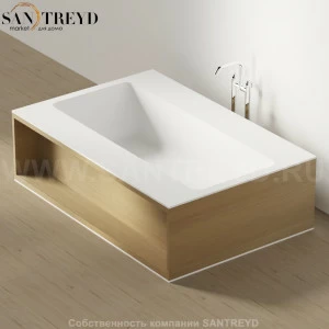 Ванна свободностоящая CARTESIO W с местом хранения с двух сторон натуральный дуб