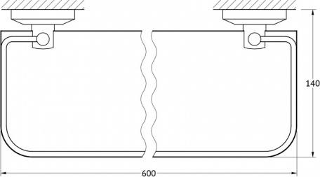 016 Полка с ограничителем 60 см (стекло) STA FBS Standard - Вид №1