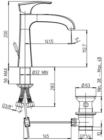Paini Lady 89YO211KM смеситель для раковины с донным клапаном - Вид №4