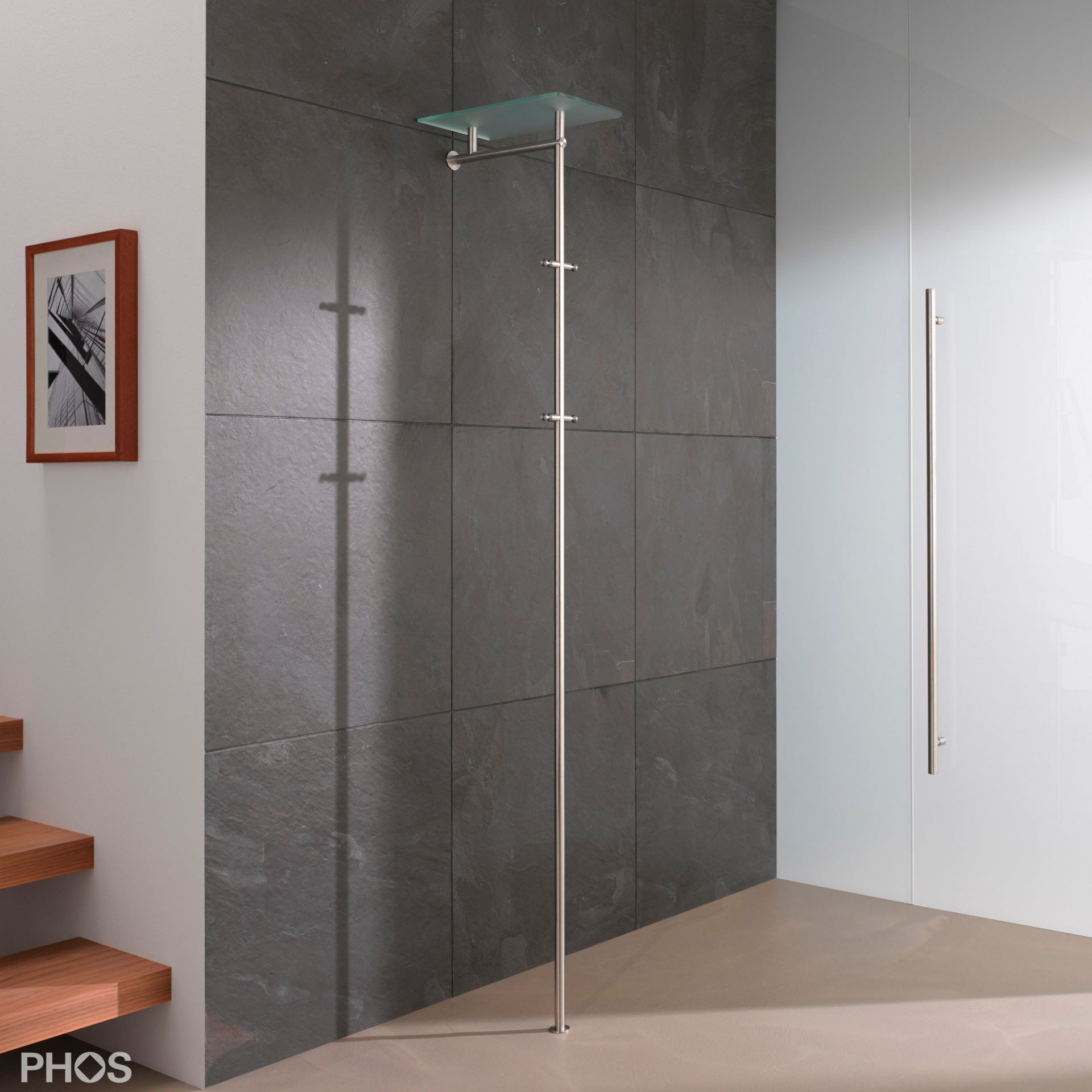 GL1G L-образный шкаф для прихожей со стеклянной полкой PHOS  - Вид №1