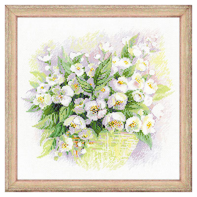 1467 Набор для вышивания Акварельный жасмин 30 х 30 см RIOLIS Сотвори Сама 