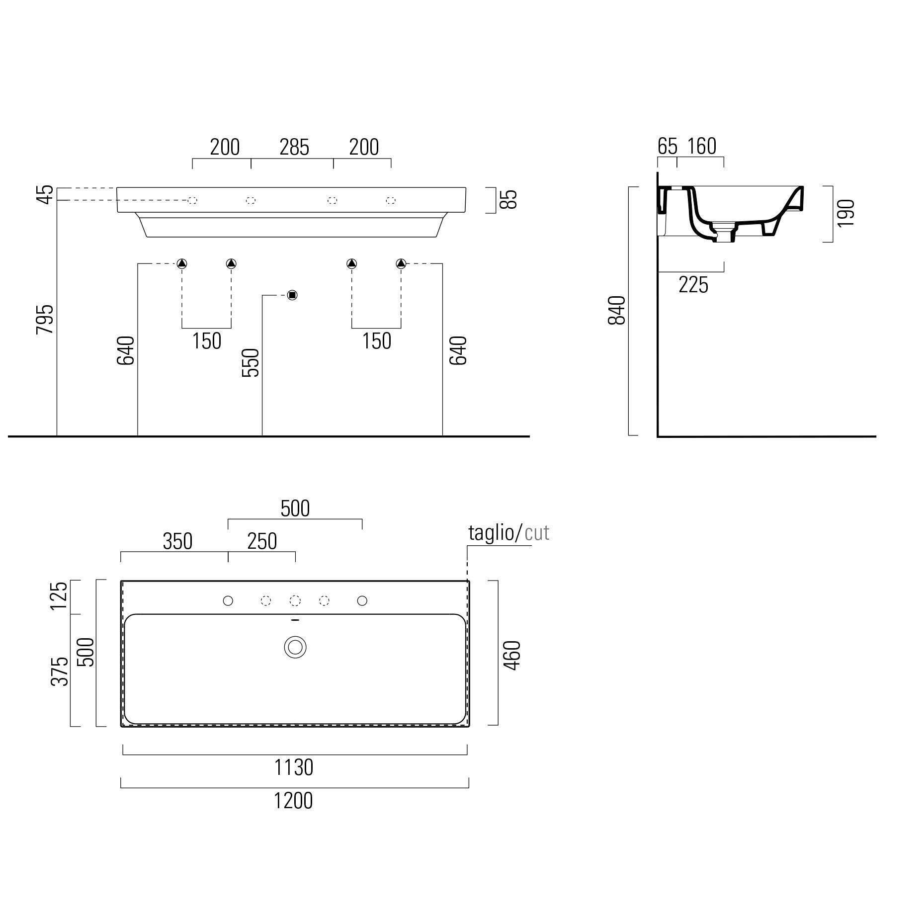 Керамическая прямоугольная раковина с держателем для полотенец GSI ceramica Nubes ARCH-00134624 - Вид №2