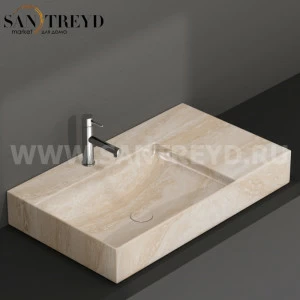 B6R80STR Подвесная раковина настенная прямоугольная Ceramica Globo T-EDGE бежевая