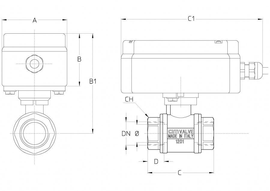 CIMBERIO CIM 702 34 Шаровой кран с электроприводом EMV110/130 ВР/ВР CIM 702  - Вид №1