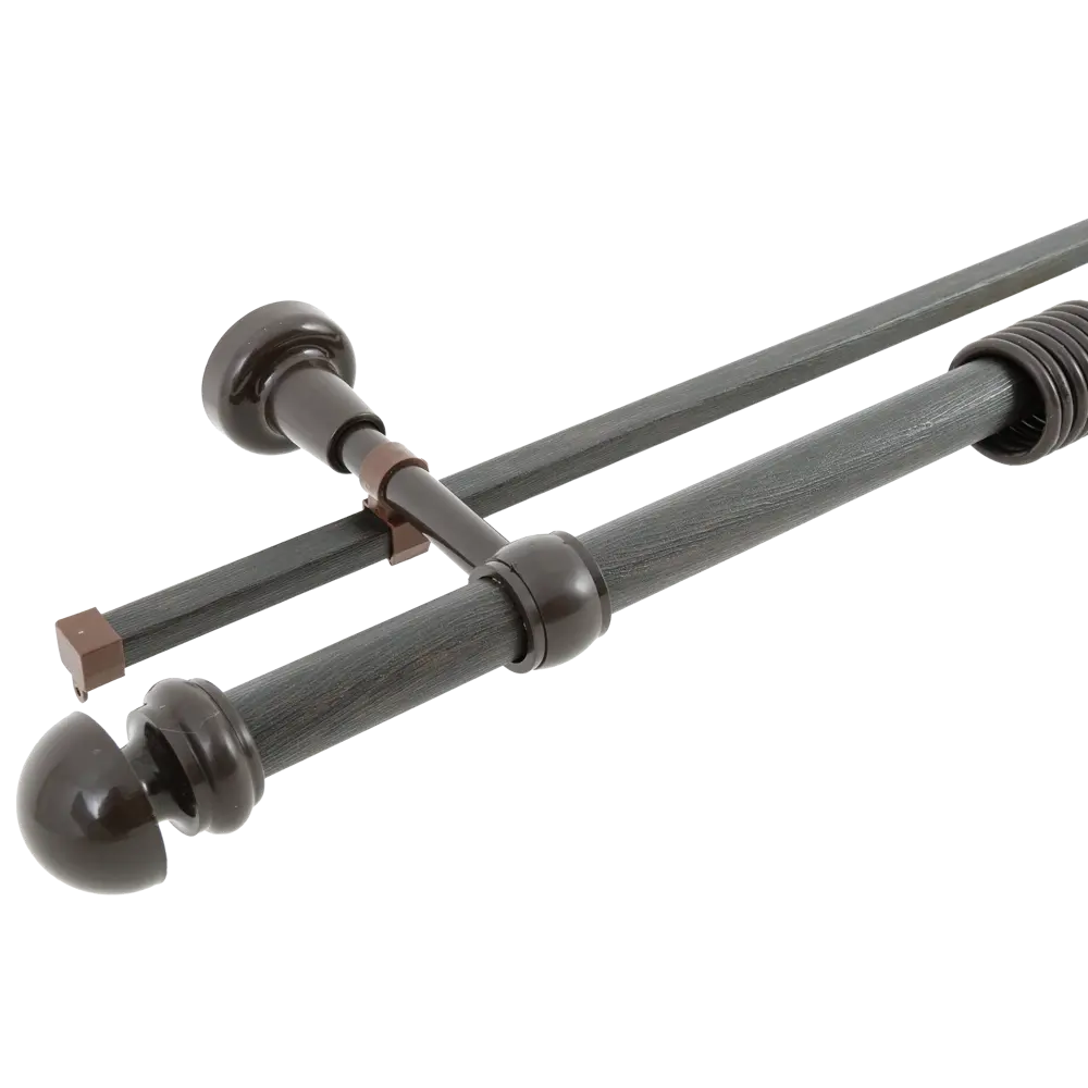 Карниз двухрядный 240 см металл/пластик цвет коричневый 82687881 STLM-2205955 РУССКИЕ КАРНИЗЫ 