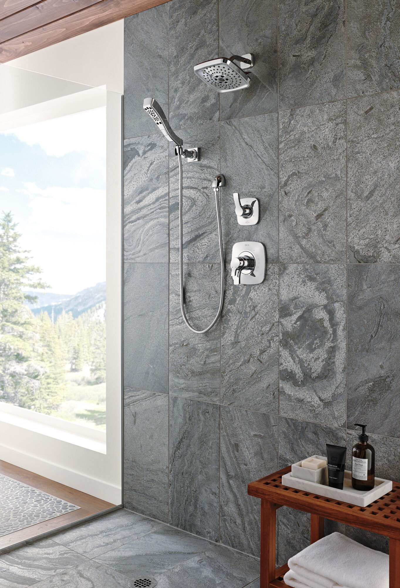 55552-SS H2Okinetic® Ручной душ с 4 настройками для настенного монтажа Delta Faucet Universal Showering Нержавеющая сталь  - Вид №4