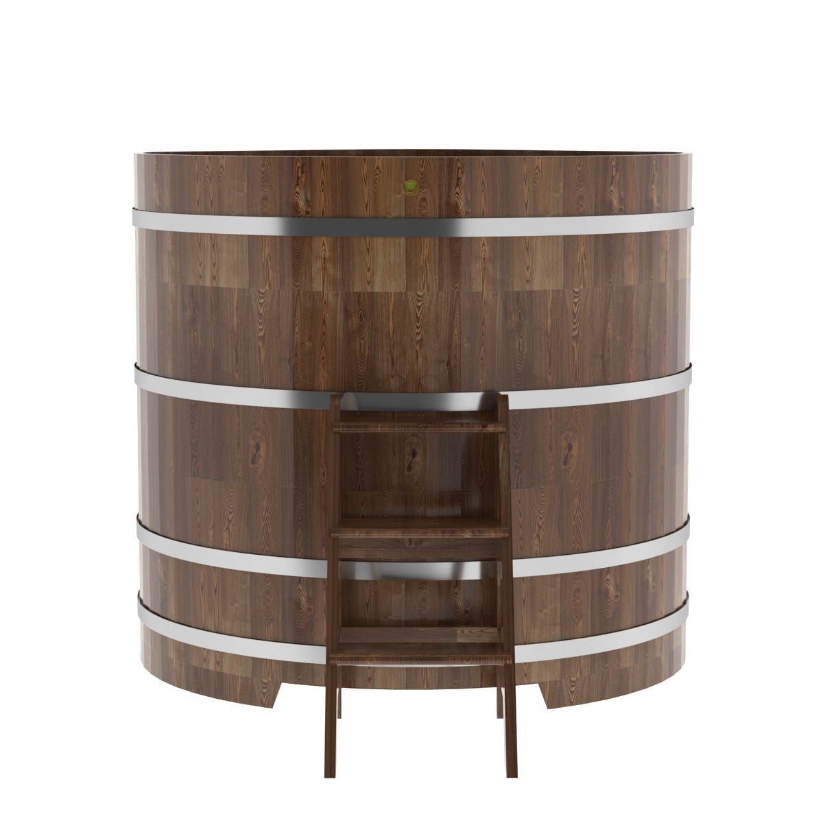 1589 Купель угловая из сращенных ламелей лиственницы 1,37х1,37х1,4 морёная Alyarus  - Вид №4