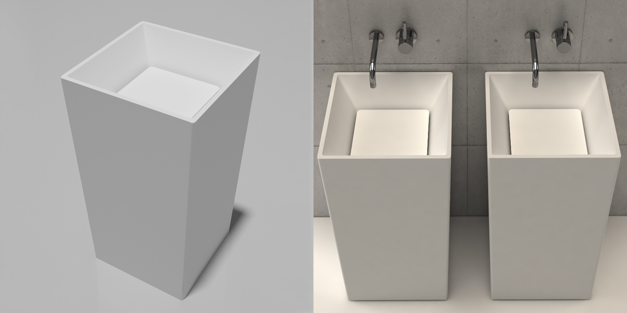 PLT0504 Накладная раковина на столешницу  квадратная Dimasi  - Вид №1