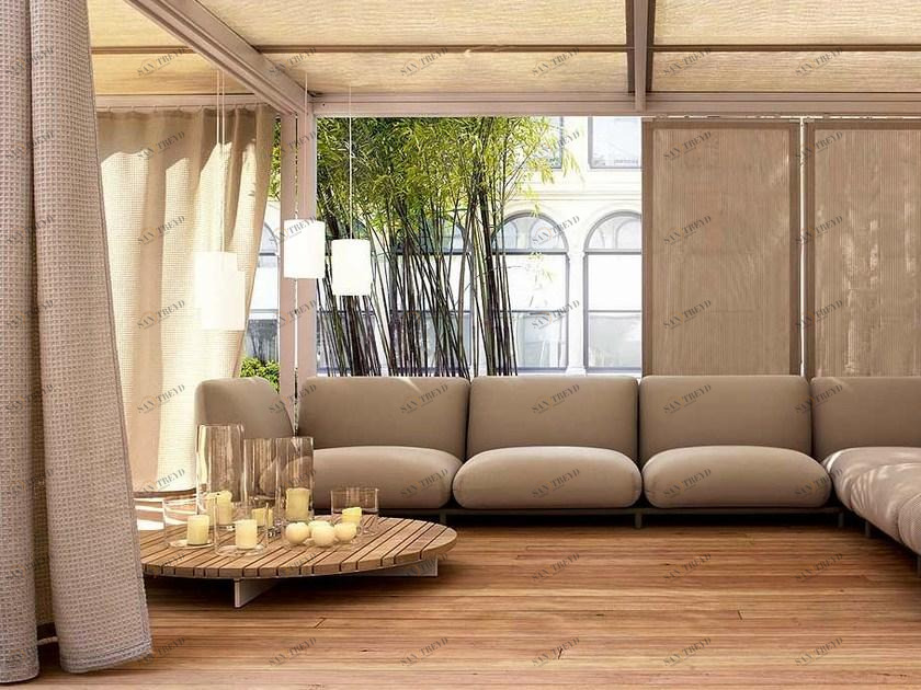 Paola Lenti Низкий круглый деревянный журнальный столик Sunset B40f