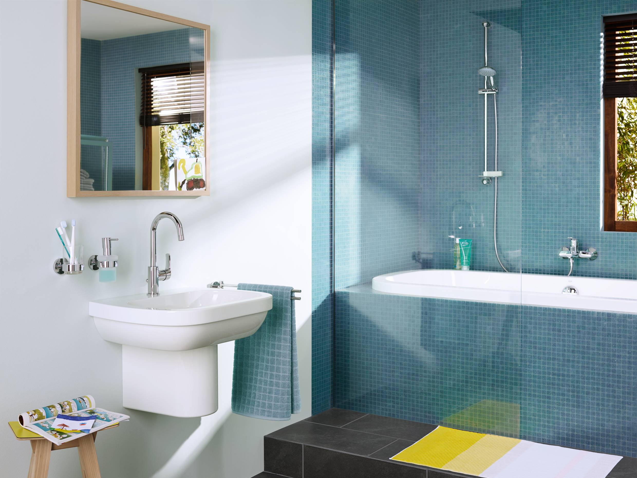 Смеситель для раковины GROHE Eurosmart New с высоким изливом и донным клапаном, L-size, хром (23537002) - Вид №5