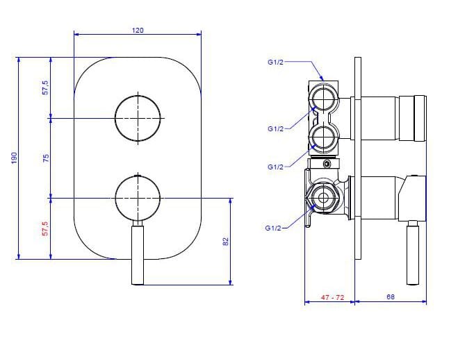 Хромированный латунный смеситель для душа с переключателем Bugnatese Kobuk ARCH-00051740 - Вид №2