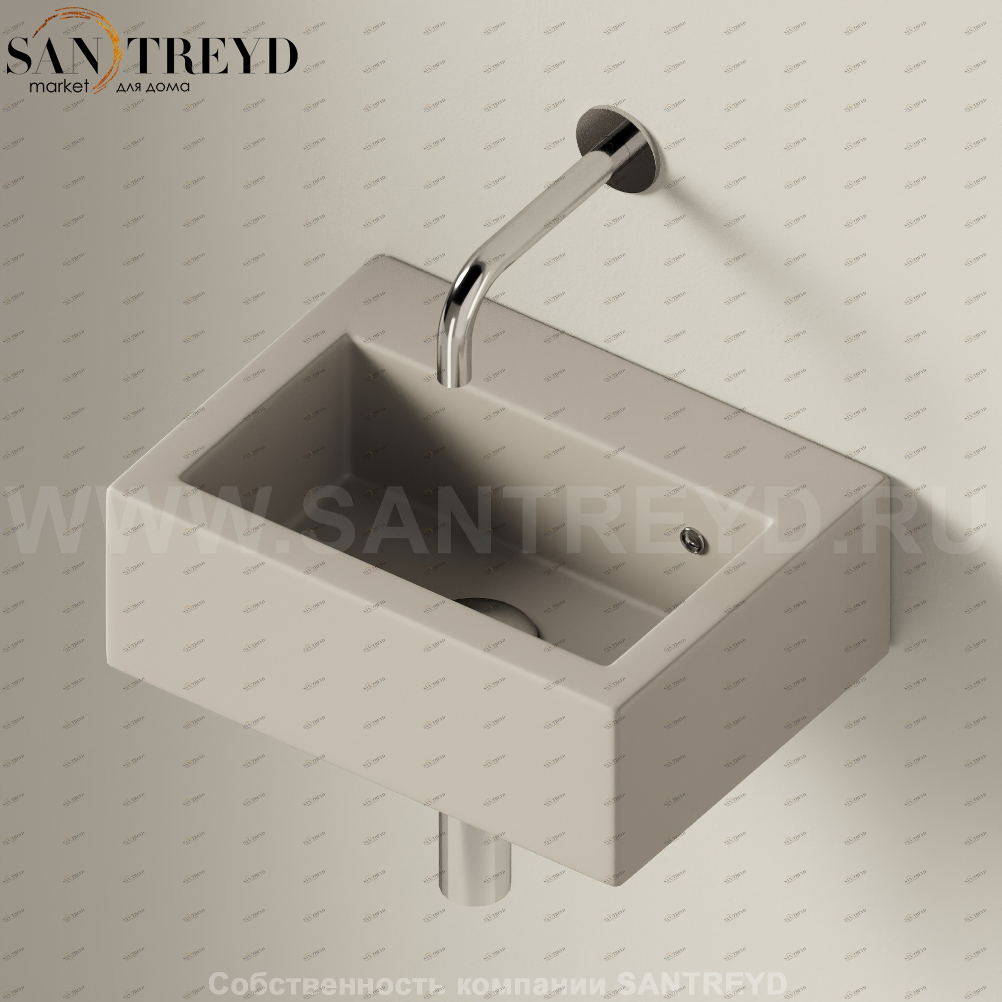 50881019 Подвесная раковина настенная прямоугольная Ceramica Flaminia Acquagrande серая