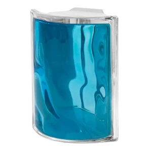 Стеклоблок Vitrablock Волна окрашенный внутри угловой цвет бирюзовый