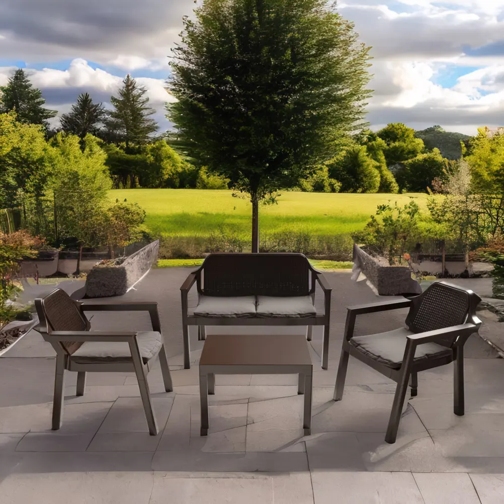 Набор мебели Adriano Easy Comfort полипропилен коричневый диван 2 кресла стол STLM-2148842 - Вид №6