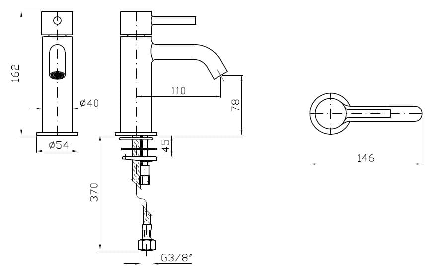 Однорычажный смеситель для раковины без слива Zucchetti Pan S ARCH-00038942 - Вид №17