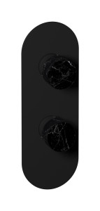 Комплект наружных частей термостата с дивертером на 2 потребителя - вертикальная овальная панель с ручками Marmo WE ARE IB eua612npnmr_2 Matt Black Aqua