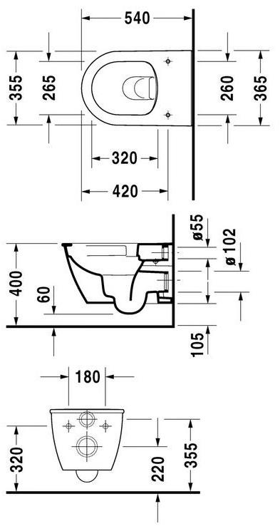 255709 Подвесной унитаз настенный Белый Duravit Darling New Германия - Вид №1