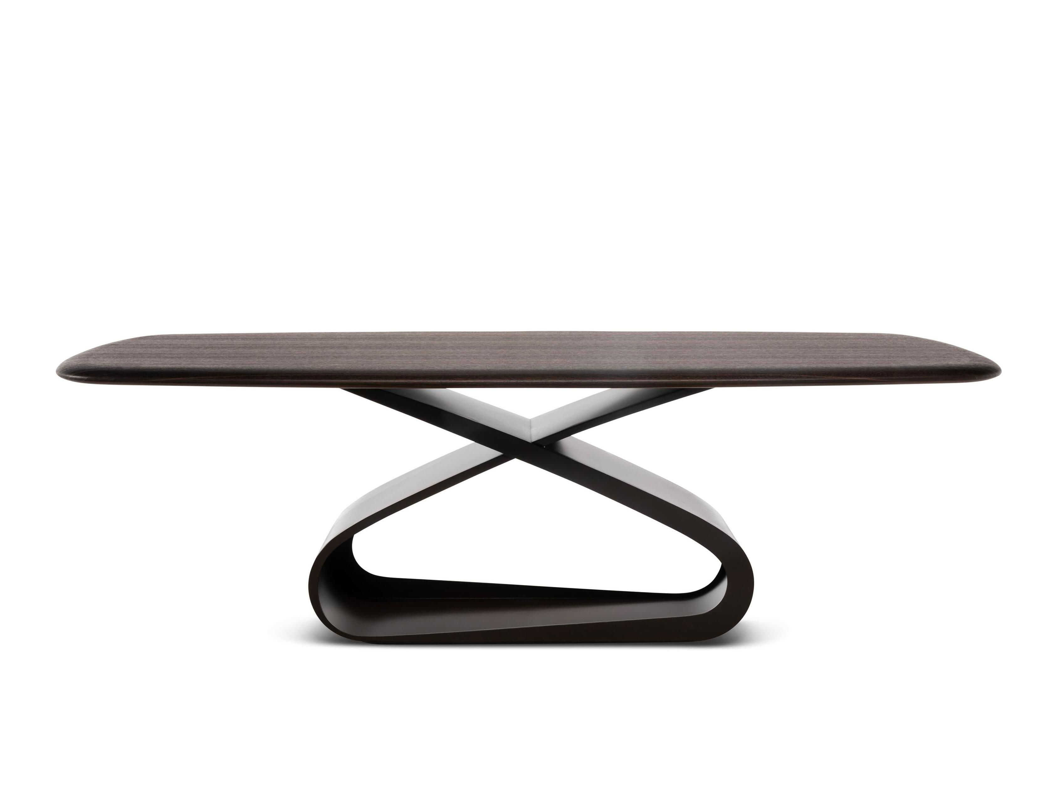 Обеденный стол из нержавеющей стали с дубовой столешницей Natuzzi Italia узел ARCH-00094451 - Вид №1