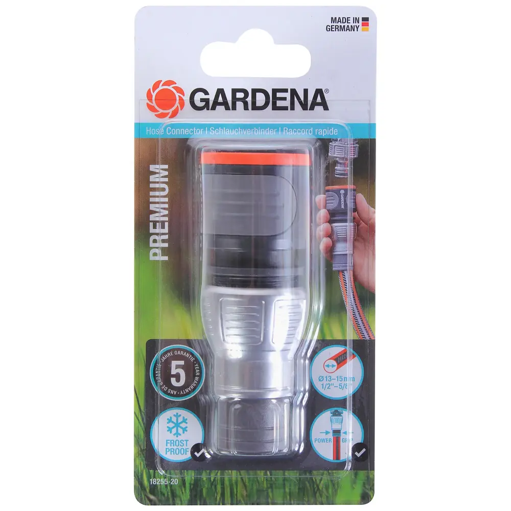 Коннектор для шланга быстросъёмный Gardena Premium 1/2 - 5/8 дюйма STLM-2019654 - Вид №2