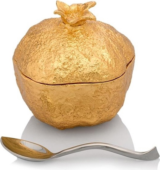 10577284 Michael Aram Банка для мёда с ложкой Michael Aram Гранат 8см, сталь нержавеющая, золотистая Сталь нержавеющая 