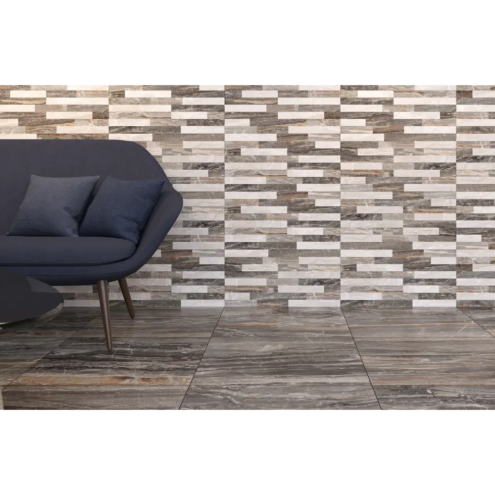 Керамогранит Vitra Bergamo 3D 30x60 см 1.08 м² цвет серо-коричневый STLM-2201881 - Вид №2