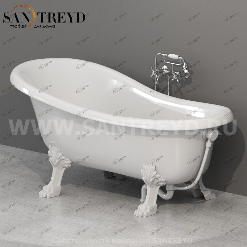 PA101; PA105 Ванна свободностоящая с белыми ножками Globo Ceramica Globo PAESTUM PA101PA105