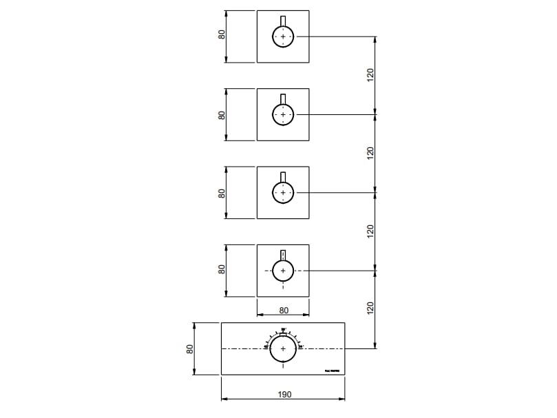 Термостатический смеситель для душа с 5 отверстиями Rubinetterie Frattini отдельная эстетика ARCH-00110627 - Вид №8