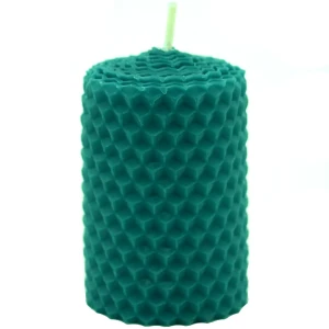 Свеча вощинная цилиндр бирюза 4x6.5 см