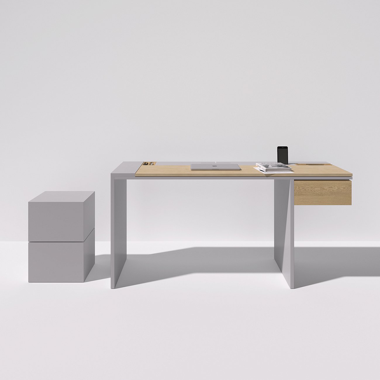 Тумба с ящиками светло-серый Cube BRAGIN DESIGN  00-3879370 Серый  - Вид №1