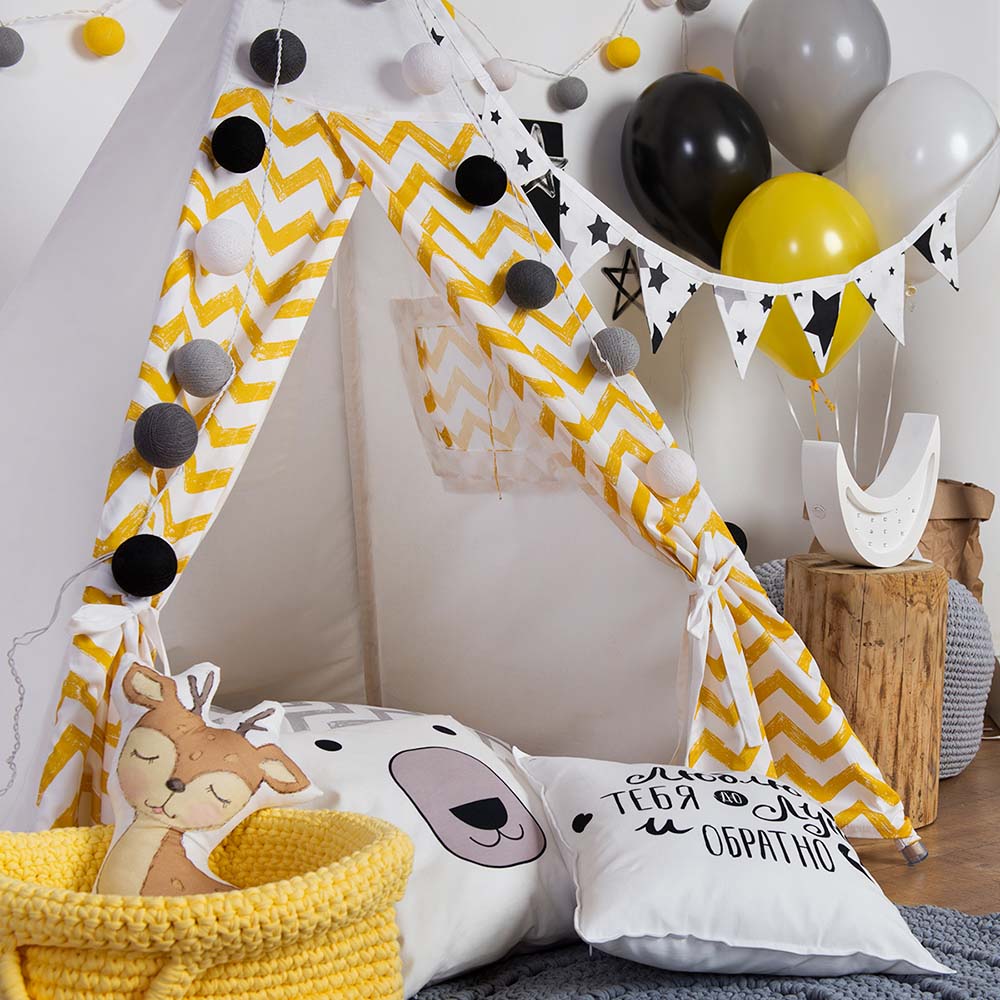 Вигвам Yellow Zigzag с окном,карманом и флажками VAMVIGVAM YELLOW ZIGZAG 281907 Желтый Santreyd  - Вид №3