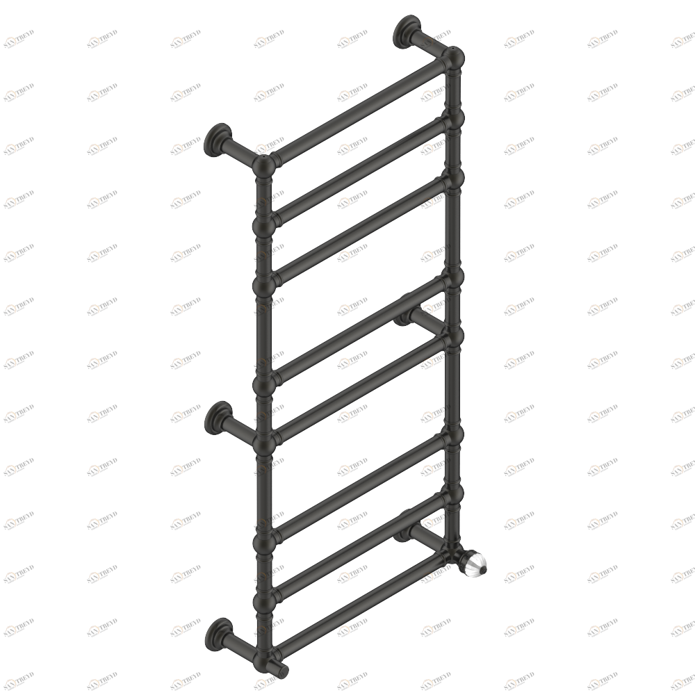 A1M-TWT8H1 Полотенцесушитель Традиционный, 8 перекладин, 625 мм x 1325 мм, водяной, с 1 декоративной крестовой рукояткой Thg-paris Amboise c чёрным ониксом Покрытие PVD матовая бронза A1M-TWT8H1 CAT.F