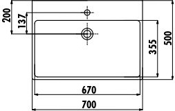 NX270-00CB00E-0000 Раковина NX270 мебельная (50*70 см) Creavit  - Вид №1