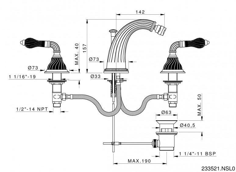 Bronces Mestre Смеситель для биде с глянцевой поверхностью Artica with porcelain 233521.nsl0.50 - Вид №1