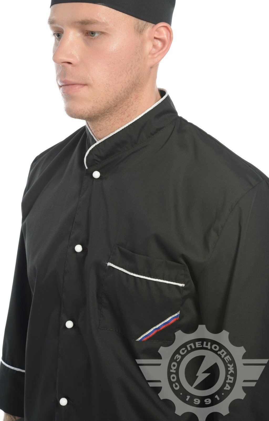 69104 Куртка поварская "Люкс-Лайт" черная  Повар  размер 52-54/182-188 Спецодежда  - Вид №4