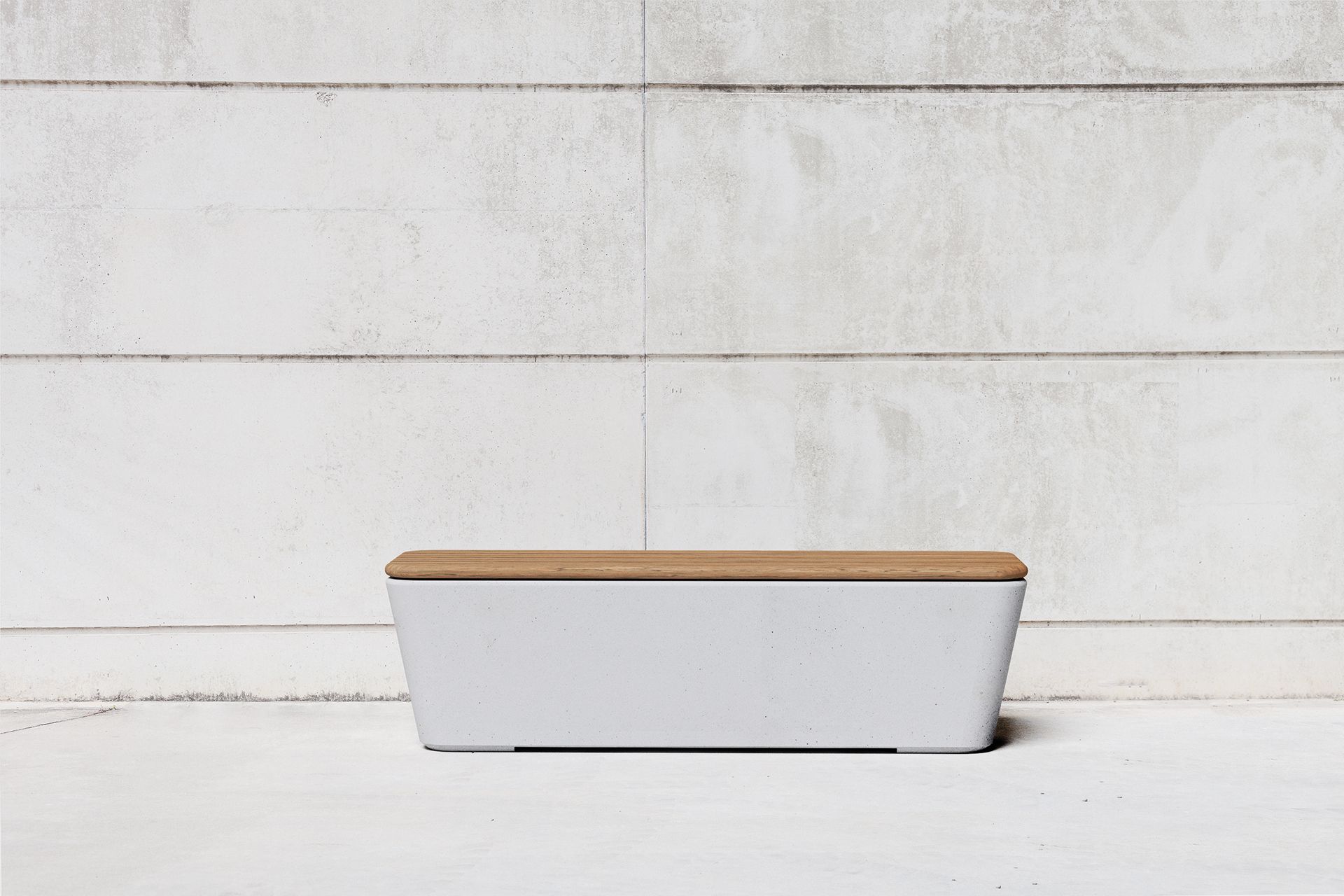 Скамейка без спинки из бетона и дерева SIT Smooth ARCH-00139826 - Вид №1