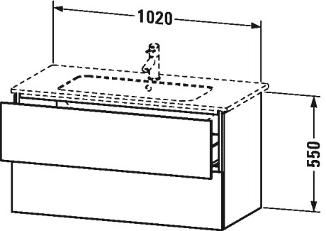 LC624203131 Тумбочка подвесная L-Cube #LC6242 1020 x 481 мм Сосна серебристая, декор Duravit - Вид №1